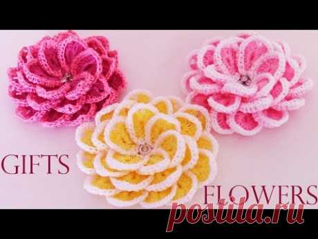 Como tejer  fácil y rápido flores en una sola tira- Make creates  beautiful flowers cute gifts