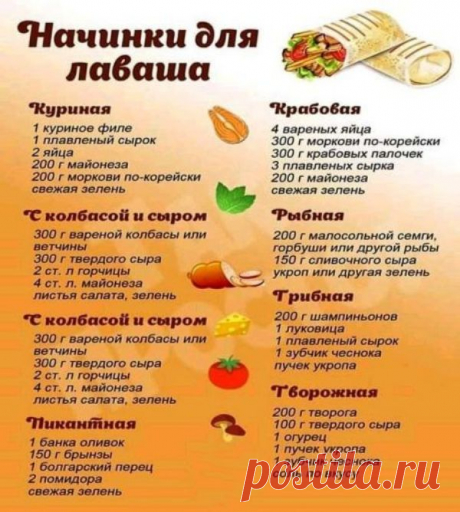 Начинки для лаваша