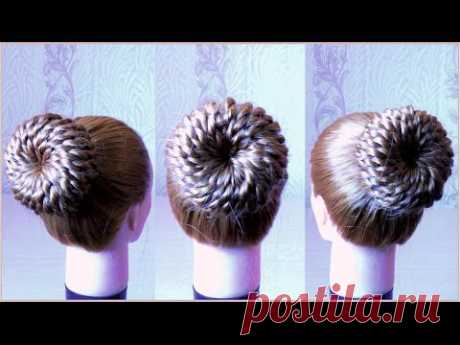 Прическа пучок. Видео урок 1. Hair donut. Tutorial - YouTube