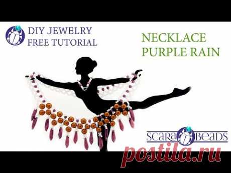 DIY Accessories | Beaded Dagger Necklace "Purple Rain" | How to make handmade jewelry