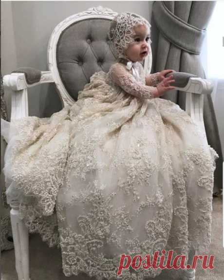 Online Shop Luxury White Ivory Christening Gown Lace Pearls Baby Girls Baptism Dresses Toddler Infant Christening Dress With bonnet | Aliexpress Mobile