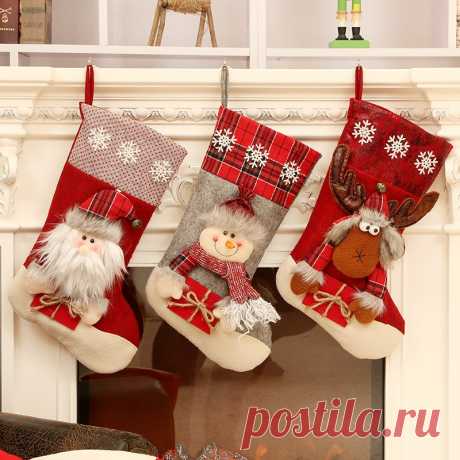 Подарок на Новый год 2022, 1 шт., рождественские чулки, рождественские украшения для творчества, рождественские украшения для дома, рождественские украшения, гирлянда | Дом и сад | АлиЭкспресс