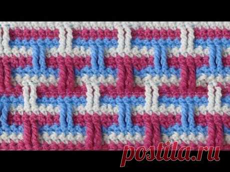 Трёхцветный узор Вязание крючком Crochet pattern 55 - YouTube