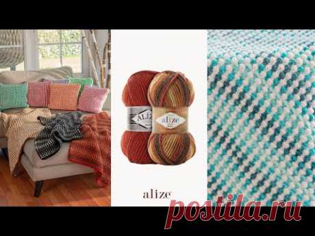 Двухцветное одеяло из пряжи Alize Superlana Maxi Batik