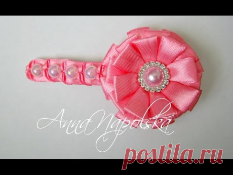 Елегантна заколка канзаши. Элегантная заколка своими руками.  Elegant hairclip kanzashi