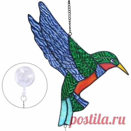 Amazon.com: Regalos de colibrí, vitrales, vitrales colgantes, decoración de pájaros de vidrieras para ventana de cocina, regalos de colibrí para mamá, atrapasoles. : Patio, Césped y Jardín