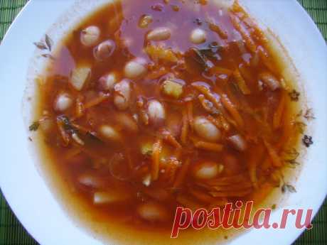 Томатный суп с фасолью (без мяса)