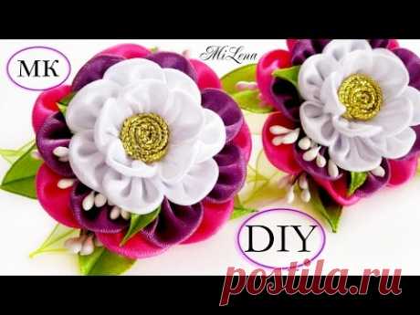 Резинки с цветком канзаши, МК / DIY Scrunchy with Kanzashi flower / DIY Flowers Rubber band