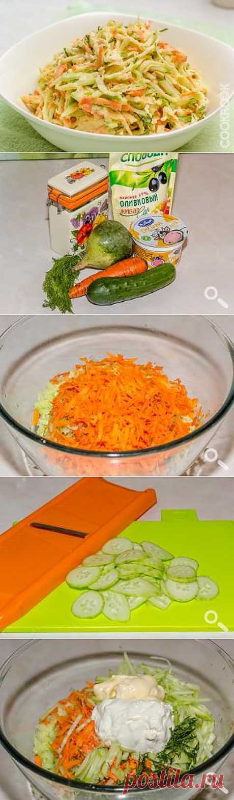 Салат из зеленой редьки с огурцом и морковью — кулинарный рецепт