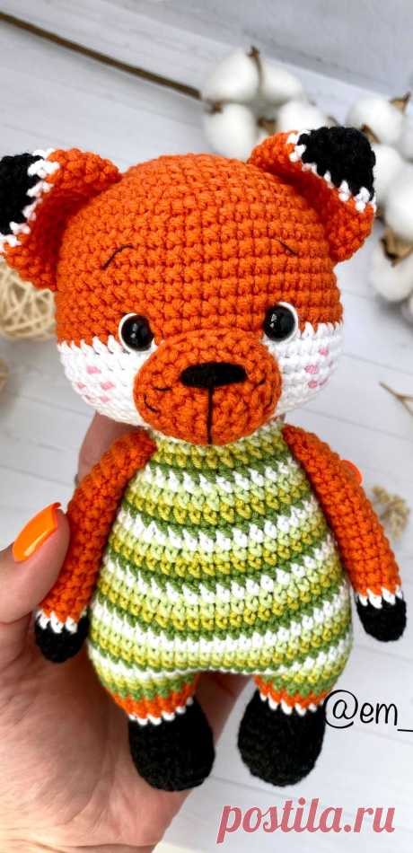 PDF Малыш Лисёнок крючком. FREE crochet pattern; Аmigurumi animal patterns. Амигуруми схемы и описания на русском. Вязаные игрушки и поделки своими руками #amimore - лиса, лисица, лисёнок, лисичка.