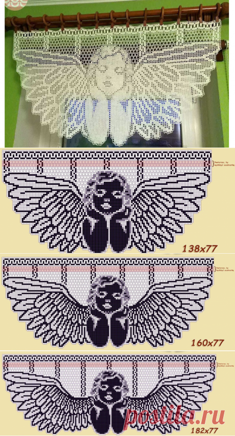 Схема вязания занавески "Ангел"