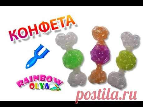 КОНФЕТА из резинок на рогатке. Брелок из резинок | Candy Rainbow loom Charm