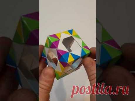 Цветной кубик оригами, Colored origami cube #Shorts