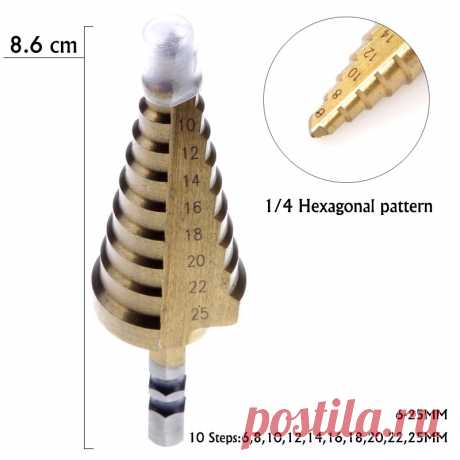 металла стены искусства 3d Picture - More Detailed Picture about Unique HSS4241 Step Drill Bit Titanium Coated 1/4" Hex Shank Wood Metal 6 25mm #72211 Picture in Drill Bit from eHome | Aliexpress.com | Alibaba Group