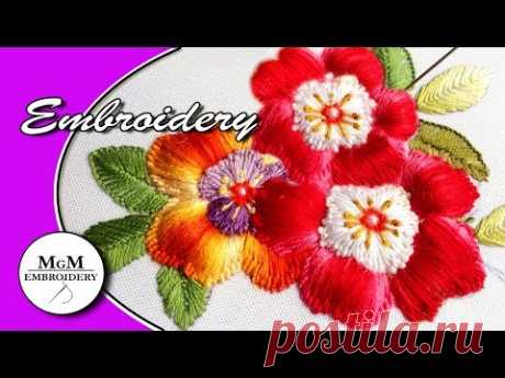 Embroidery: Puffed flower || Вышивка : Цветы пуфы