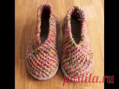 МК простой способ вязания домашней обуви.MC easiest way to knit slippers