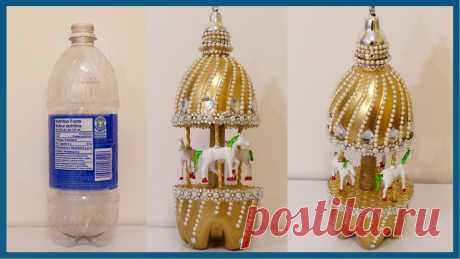 CUTE RECYCLED CRAFT#1: DIY Carousel Out of Plastic Bottle CUTE RECYCLED CRAFT#1: DIY Carousel Out of Plastic Bottle MATERIALS:plastic bottlecardboardspray paintwhite craft glue / hot gluesmall horse toysrulerbamboo ...