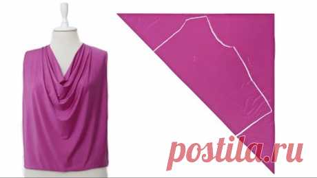 Very Easy Way to Make Cowl Neck Top 💃 DIY Cowl Collar Blouse | cowl neck cutting and stitching