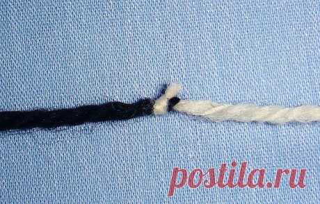 Промышленый узелок - способ крепкого, незаметного соединения ниток. МК.