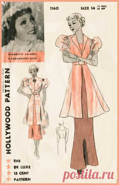 Vintage sewing pattern 1930s 30s hollywood от LadyMarloweStudios