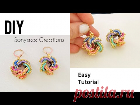 Penelope Earrings || How to Make Beaded earrings || Herringbone Earrings with beads