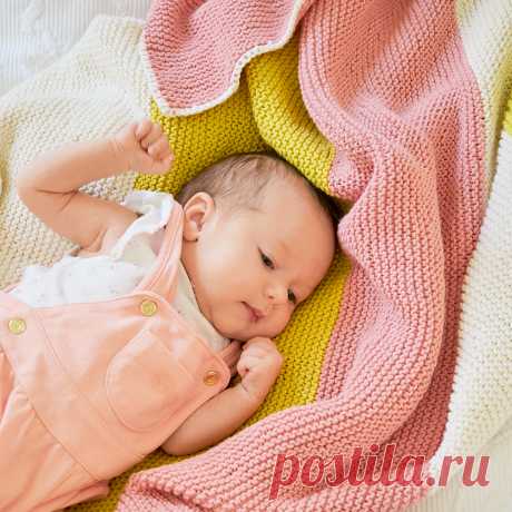 Детский плед в полоску - схема вязания спицами с описанием на Verena.ru