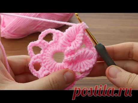 ⚡💯 Wonderfullll ⚡💯 you will love it! I made a very easy crochet flower for you #crochet #knitting