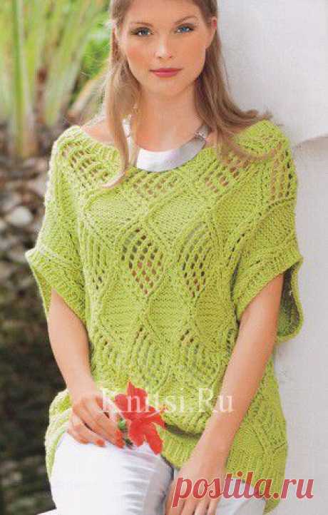 Пуловер с ажурными ромбами. Вязание для женщин / Пуловеры / Спицами