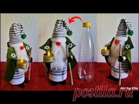 DIY Sock Christmas Gnomes! Decoratiuni de Craciun! Gnom de Crăciun din sosete si sticla de plastic!