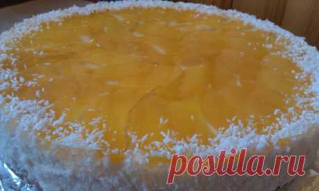 Творожно-йогуртовый торт с персиками: рецепт с фото