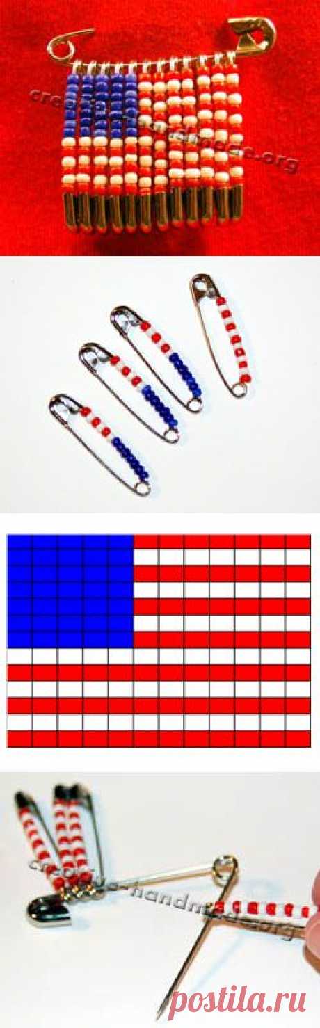 Американский флаг из бисера на булавках - Ручная работа и креатив - интернет-журнал | Поделки своими руками
