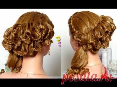 Braided hairstyle for long hair. Праздничная прическа с кружевными косами.