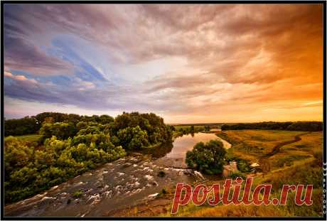 Закат солнца на реке Красивая Меча, пейзажи России фото высокого качества