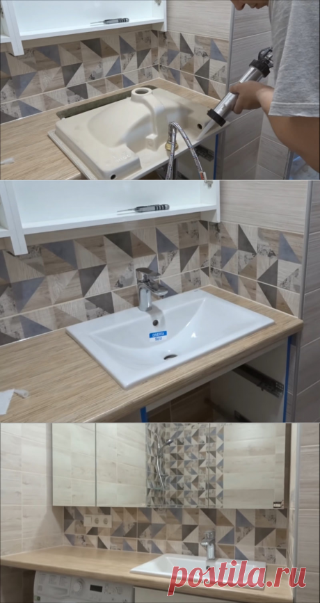Кухонная столешница в ванной комнате: а почему бы и нет?