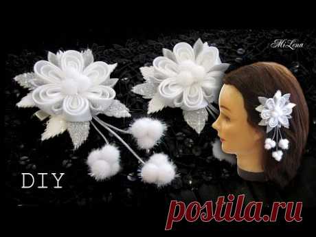 ЗАЖИМЫ ДЛЯ ВОЛОС, МК / DIY Kanzashi HairClip