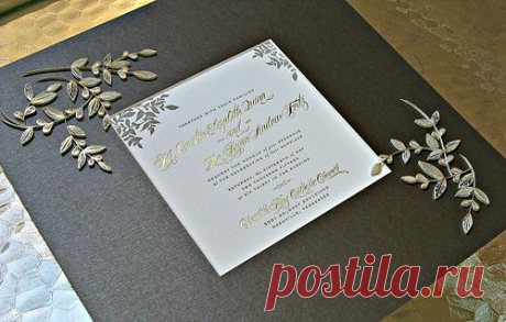 All Things Paper: Quilled Wedding Invitation - Gilded Leaves