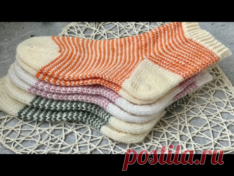 Носки Хеликс с Уэльской пяткой Подробный мастер класс. Knitting socks