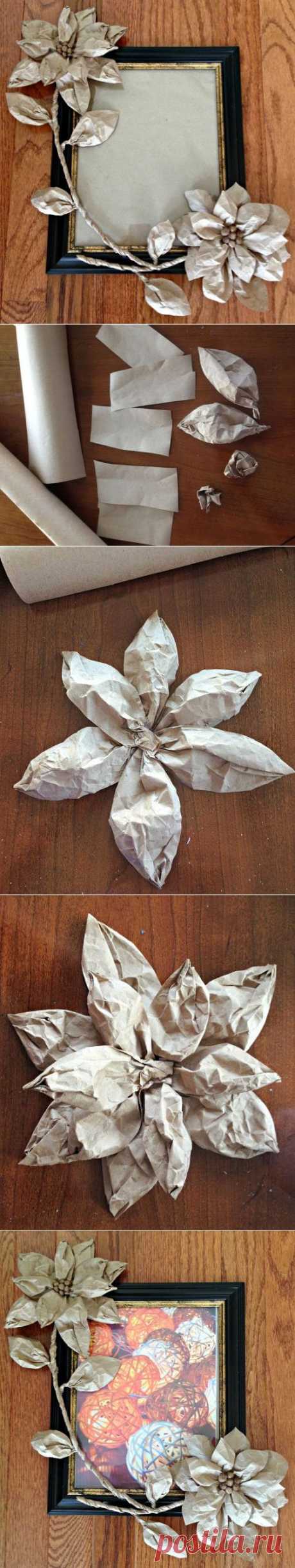 Brown Paper Flowers to Decorate Frame