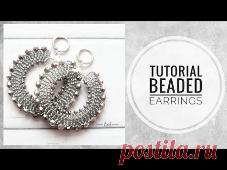 #МК - Серьги-кольца из бисера и граненых бусин | #Tutorial - Beaded and faceted bead ring earrings