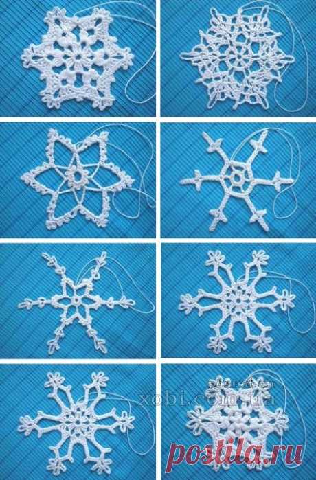 Подборка снежинок вязаных крючком со схемами