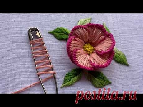 Beautiful flower design using safety pin 🧷 |latest hand embroidery design