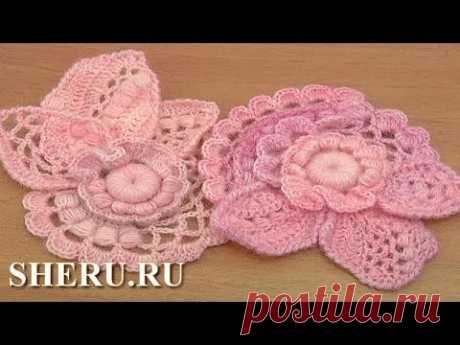 Crochet Floral Scrumble Урок 4 часть 1 из 2  мотив в технике фриформ