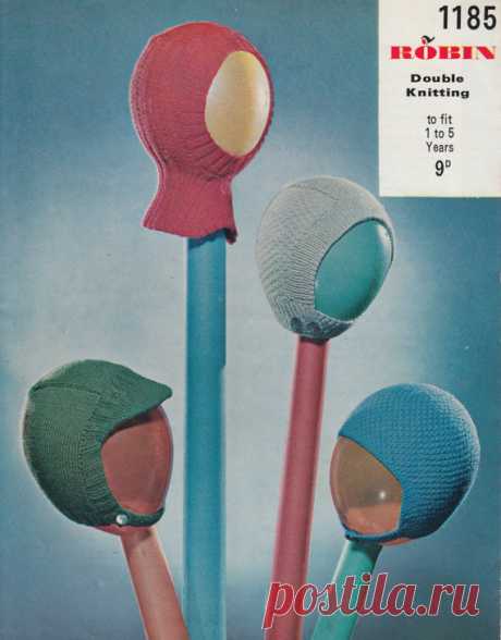 vintage 1960s knitting pattern PDF hats for boys age 1 to 5 helmets balaclava chin strap cap dk yarn This item is a PDF file of the knitting pattern for these gorgeous hats.    The pattern will be available for download upon receipt of payment, for you to print out or read from your computer.    The hats use dk yarn. The blue and green helmet are to fit 1 to 3 and 3 to 4 years. The natural and red helmets fit 2 to 3 and 4 to 5 years.    So cute