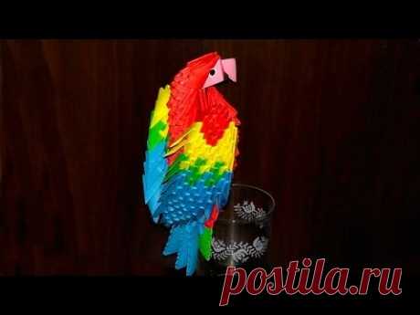 Оригами из модулей попугай ара (видео схема сборки)