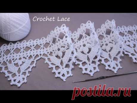 Старинное ЛЕНТОЧНОЕ КРУЖЕВО вязание крючком КАЙМА мастер-класс How to Crochet Lace Tape Ribbon