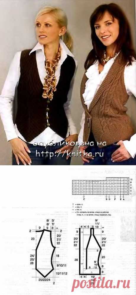Жилет с косичками из рубрики Вязание для женщин. Вязание спицами модели и схемы на kNITKA.ru