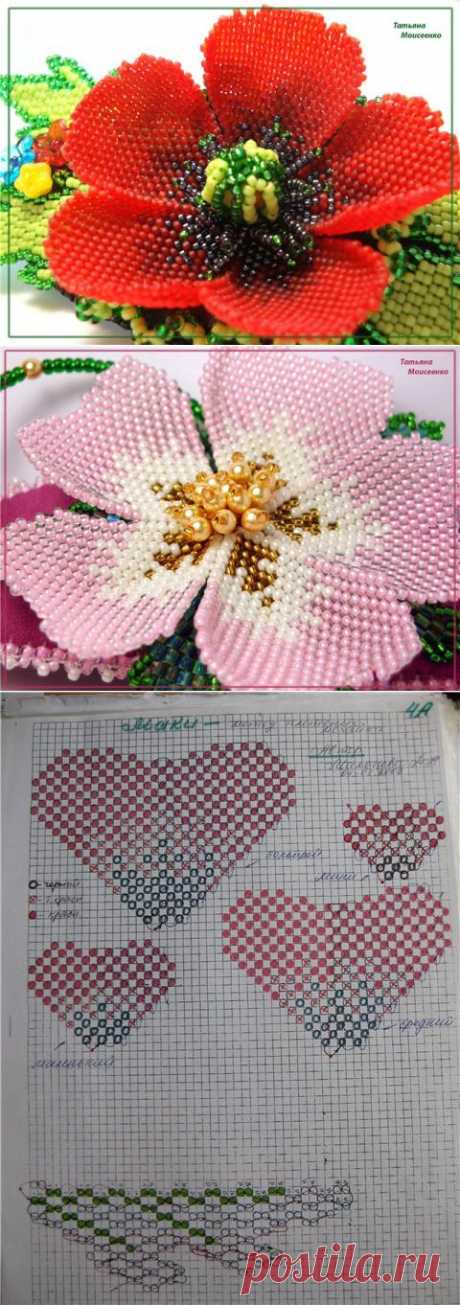 Цветы из бисера - Плетение и бисера, МК - Бисер - Каталог статей - Мир женщины