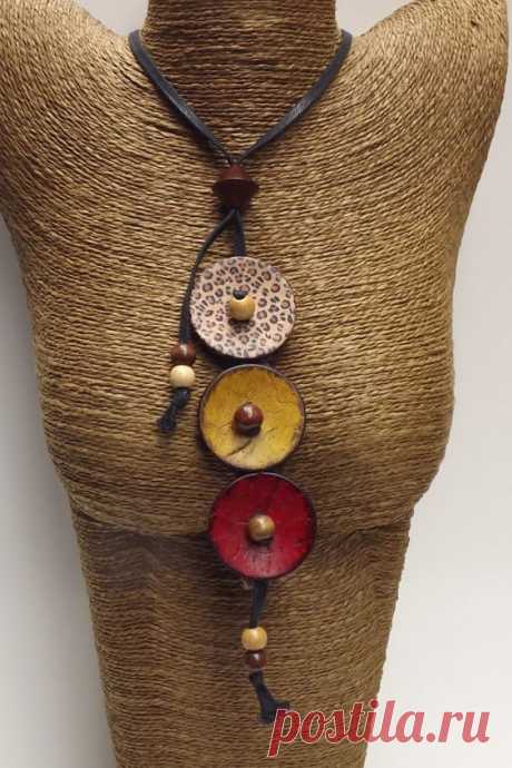 Button Necklace Button Jewelry Button by PommeRoseJewellery, $20.00...love the jute bust great idea for my ethnic pcs. | nápady