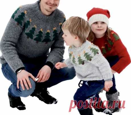 Новогодние модели одежды для всей семьи | Схемы вязания Подборка Новогодних моделей для всей семьи со схемами для вязания спицами