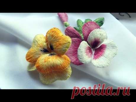 ОБЪЕМНАЯ ВЫШИВКА : цветы ВИОЛА  \ STUMPWORK : flowers Viola